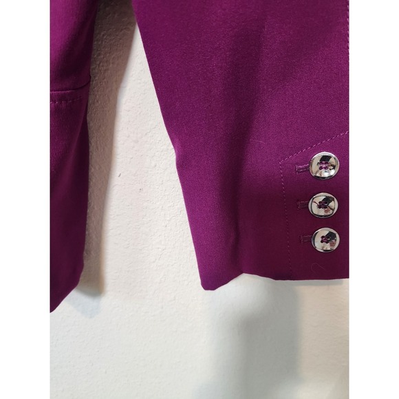 Tahari ASL Purple Zip Front Peplum Style Military Button Blazer Jacket Sz 10 - Picture 5 of 9